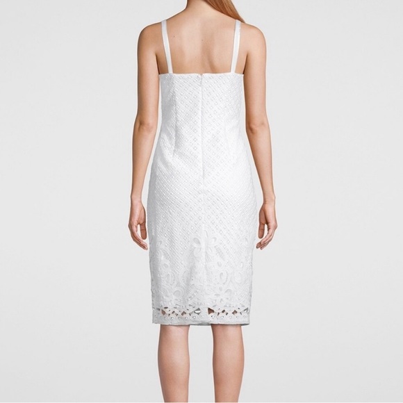 WHBM White House Black Market White Eyelet Lace Sheath Dress LWD NWT Size 2 - Picture 4 of 9